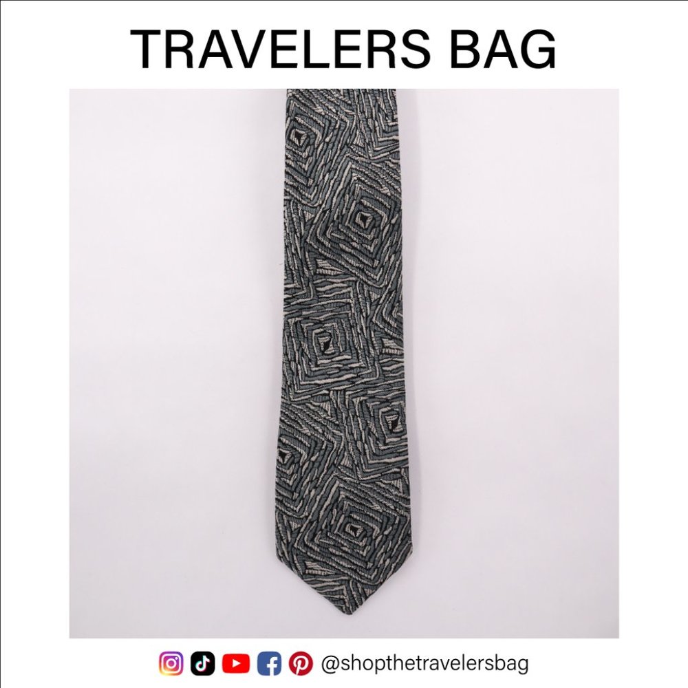 Gray Abstract Square Pattern Tie | Oaktree